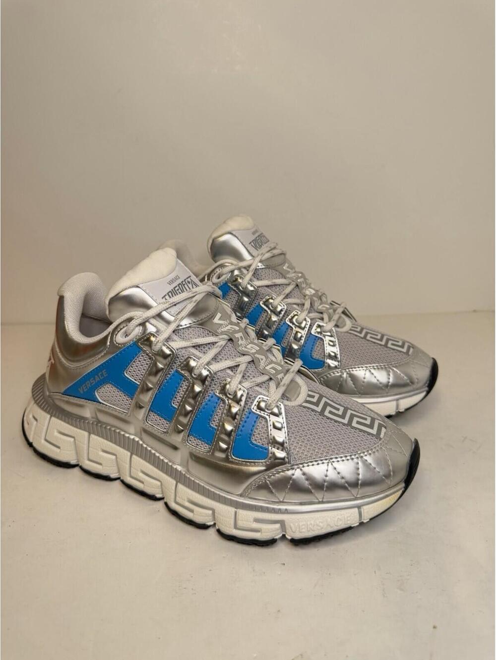 Versace Trigreca Sneakers Silver Blue Grey EU 41 US 8